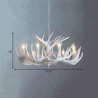 Lustre suspension Ariane blanc en imitation bois de cerf