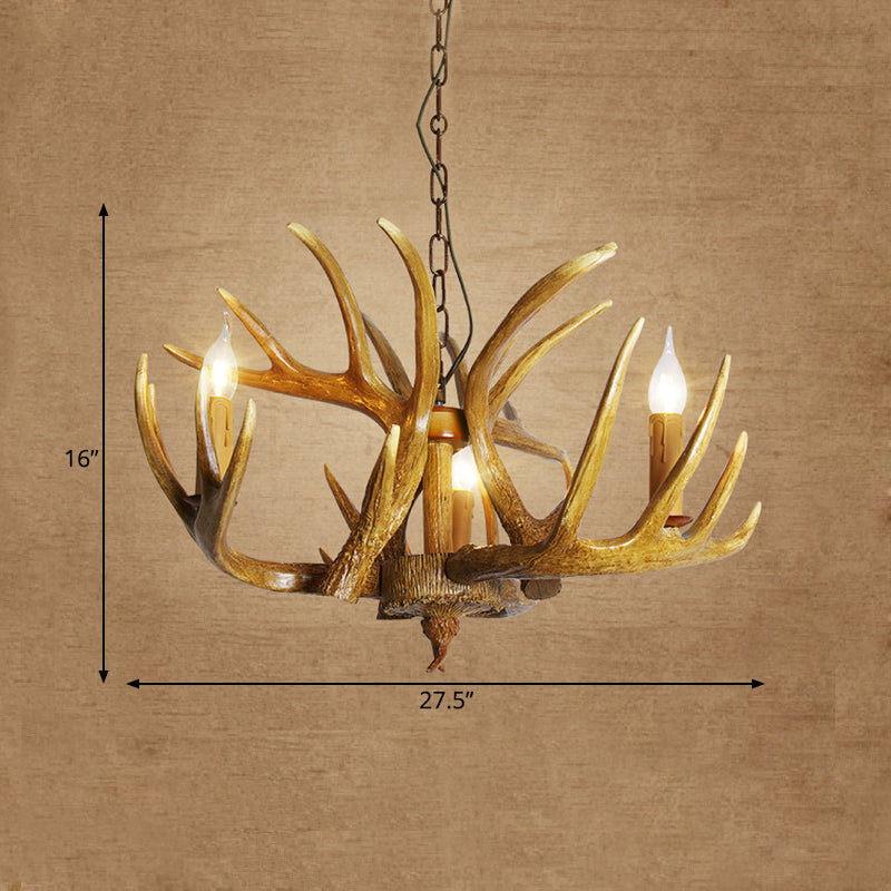 Élodine Brown Faux Antler Rustic Chandelier Pendant Light