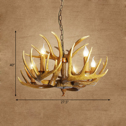 Élodine Brown Faux Antler Rustic Chandelier Pendant Light