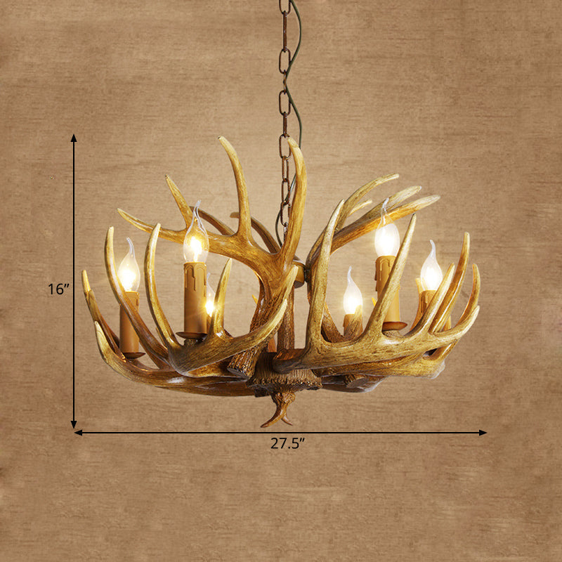 Élodine Brown Faux Antler Rustic Chandelier Pendant Light