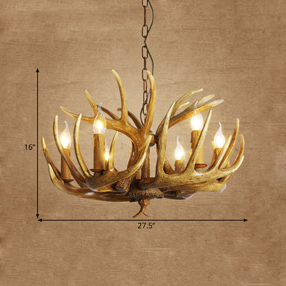 Élodine Brown Faux Antler Rustic Chandelier Pendant Light