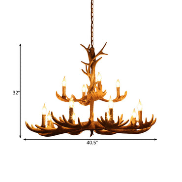Suspension Rustique Imitation Bois de Cerf Véronique Brown