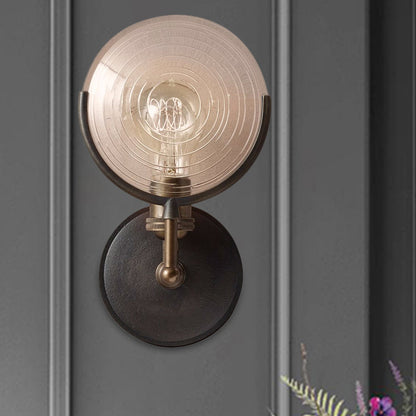 Gabrielle Armed Sconce Light Metal and Glass Traditional Wall Lamp