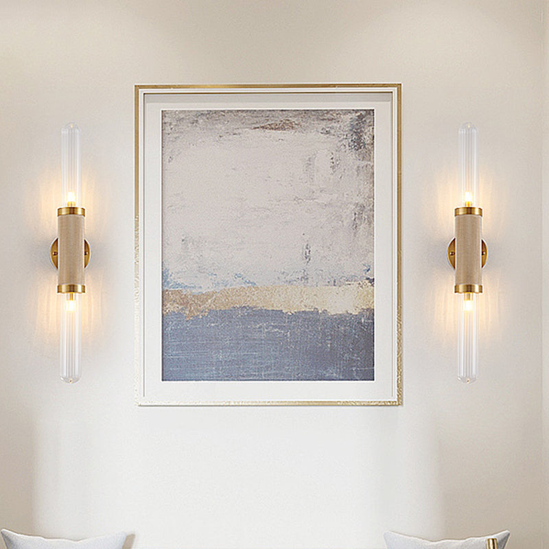Clémence Contemporary 2-Head Tubular Wall Sconce Gold