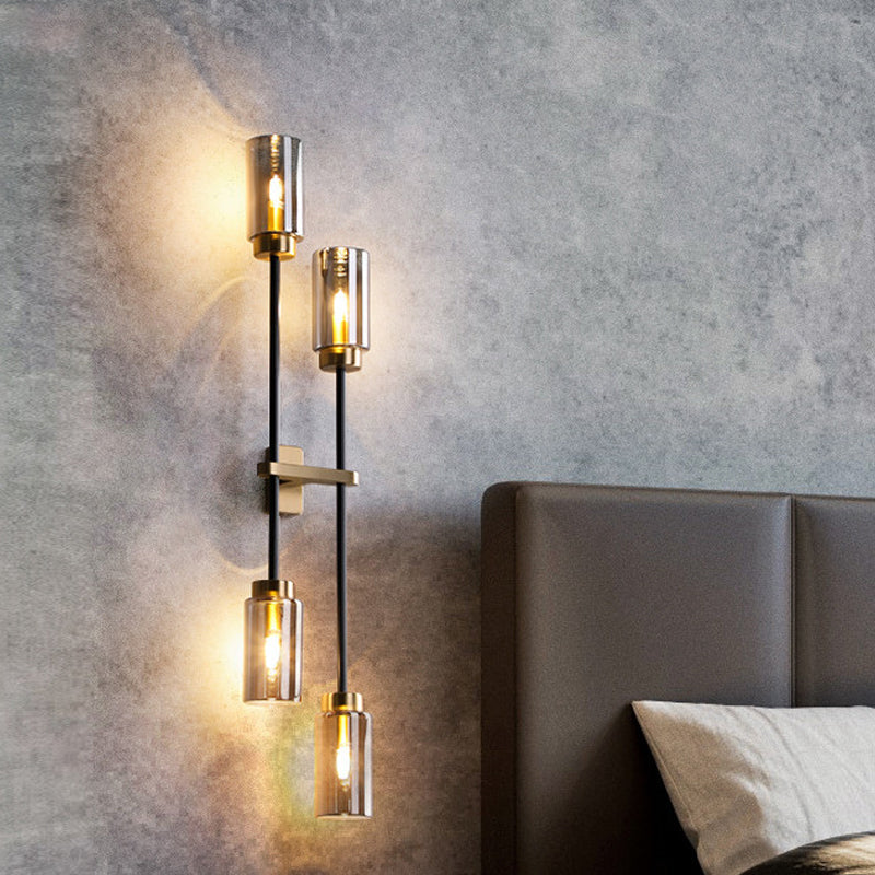 Applique murale LED à quatre têtes en verre Mathilde Modernist Cylinder