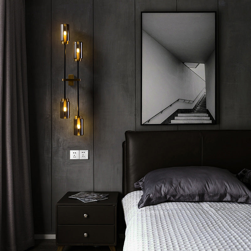 Applique murale LED à quatre têtes en verre Mathilde Modernist Cylinder