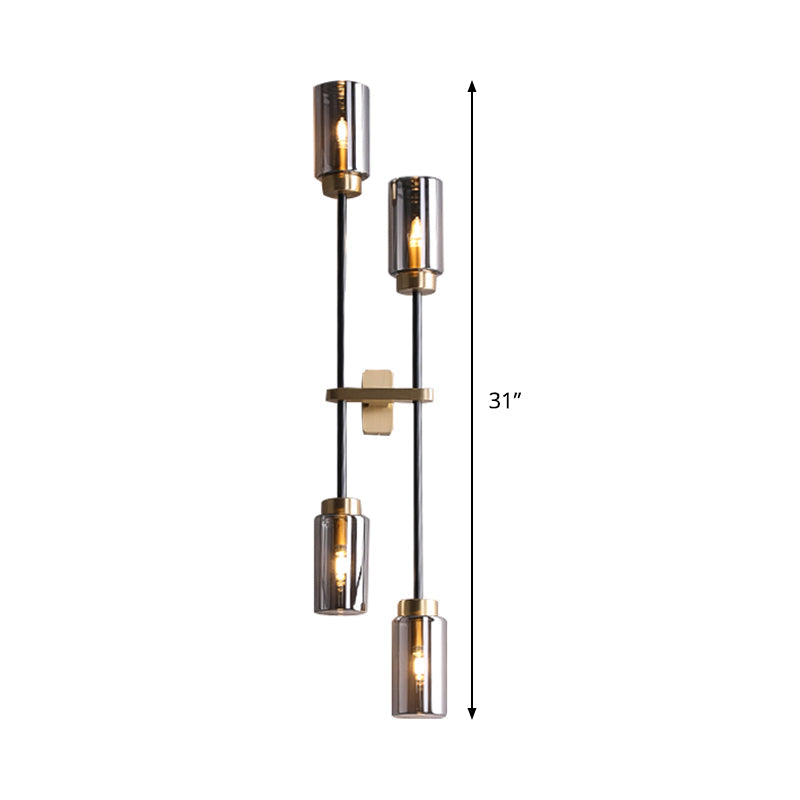 Applique murale LED à quatre têtes en verre Mathilde Modernist Cylinder