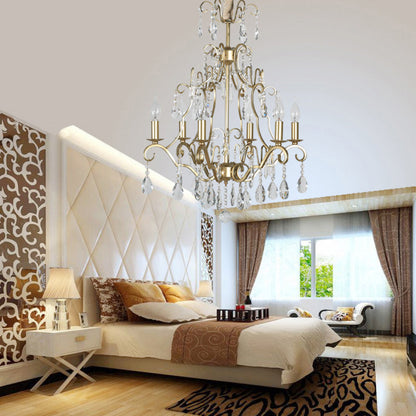 Lucienne Gold Curved Arm Crystal Chandelier Pendant Light