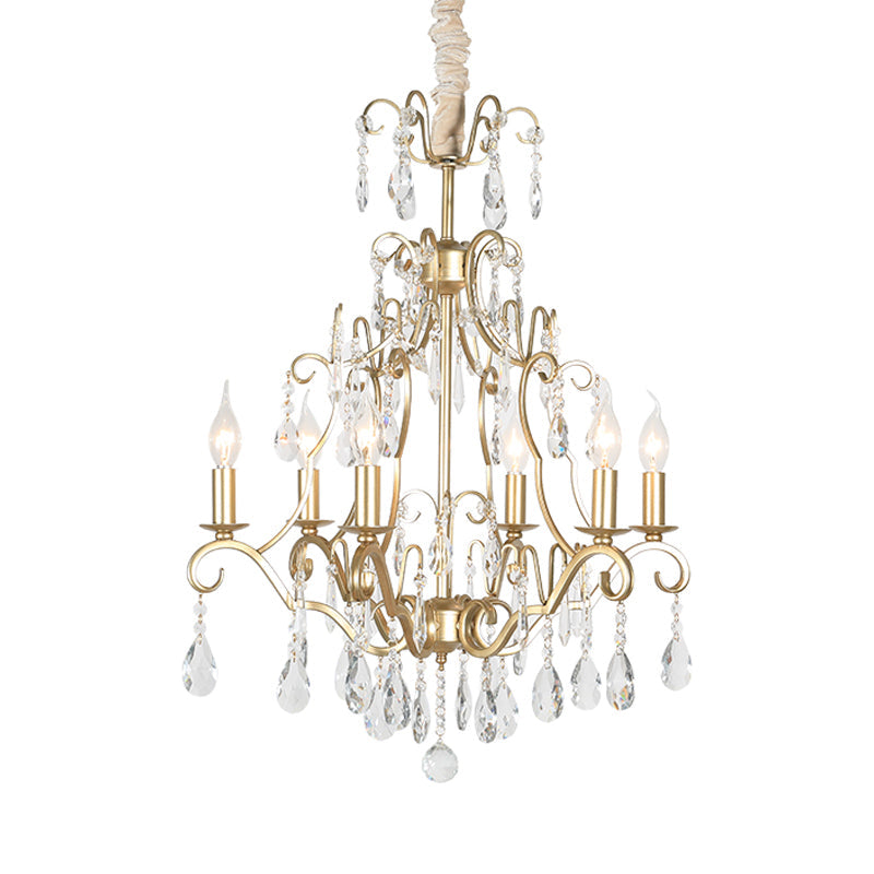 Lucienne Gold Curved Arm Crystal Chandelier Pendant Light