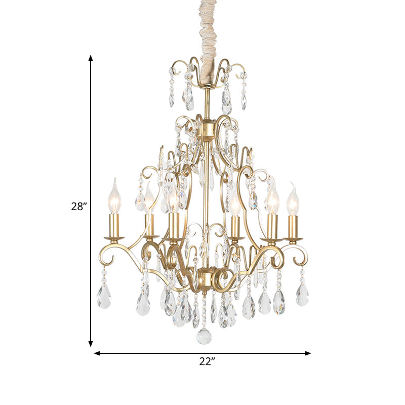 Lucienne Gold Curved Arm Crystal Chandelier Pendant Light