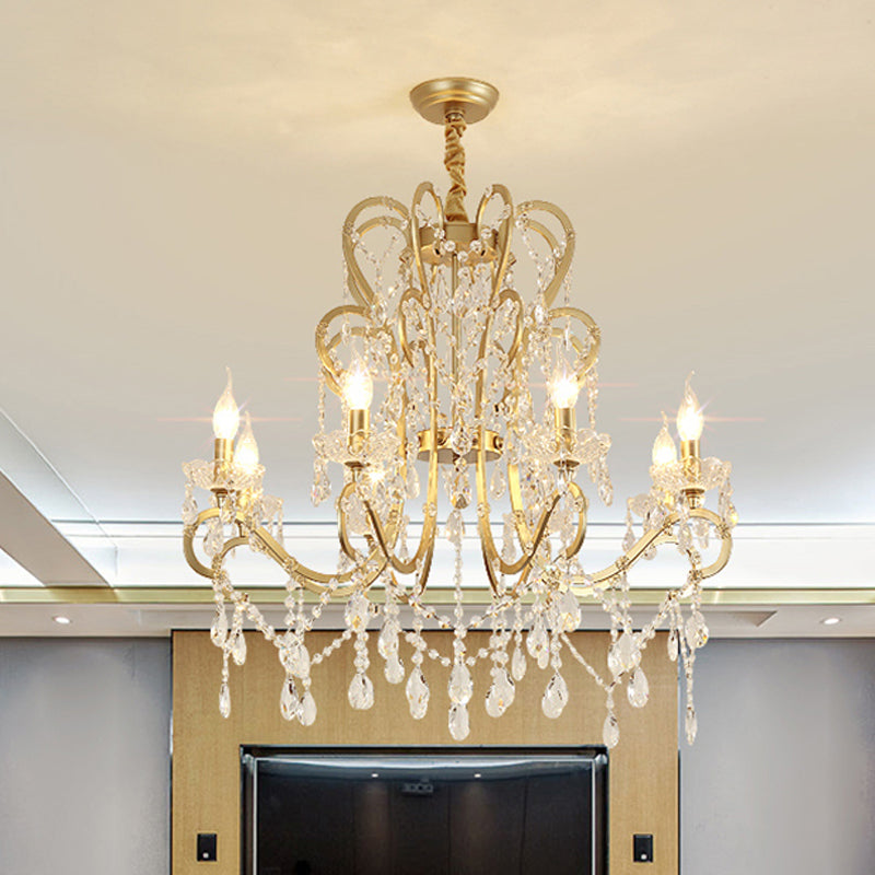 Lustre Océane en cristal doré pour bougie