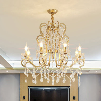 Lustre Océane en cristal doré pour bougie