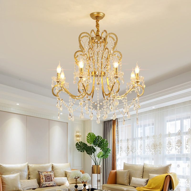 Lustre Océane en cristal doré pour bougie