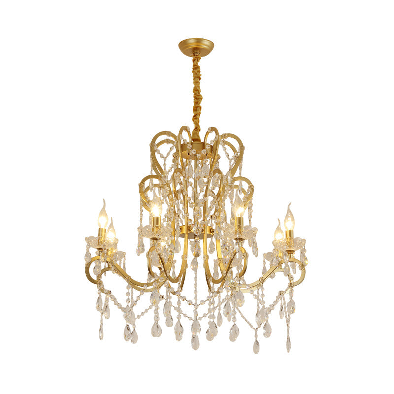 Lustre Océane en cristal doré pour bougie