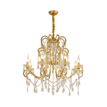 Lustre Océane en cristal doré pour bougie