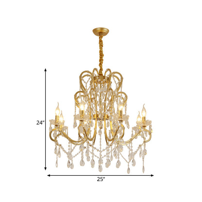 Lustre Océane en cristal doré pour bougie