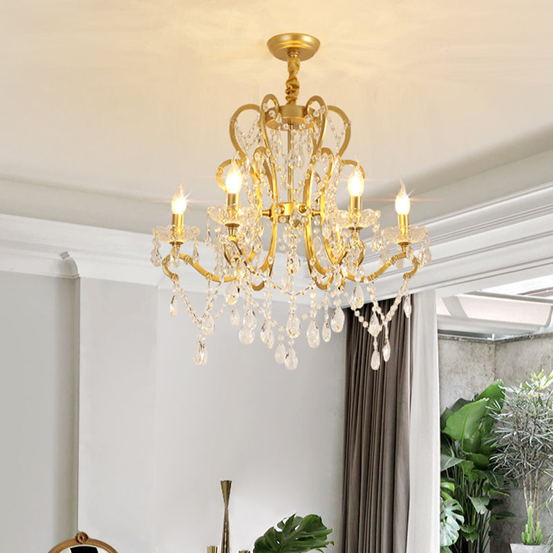 Lustre Océane en cristal doré pour bougie