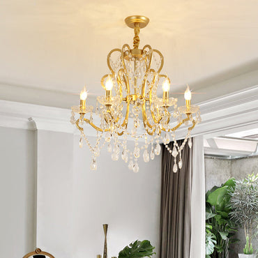 Lustre Océane en cristal doré pour bougie