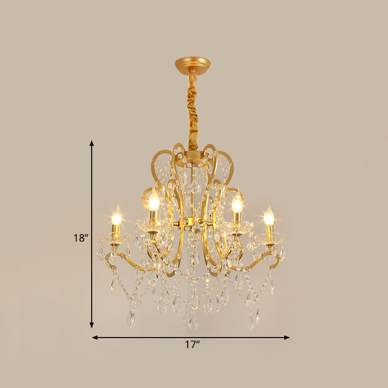 Lustre Océane en cristal doré pour bougie