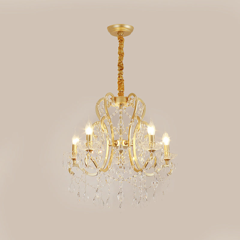 Lustre Océane en cristal doré pour bougie