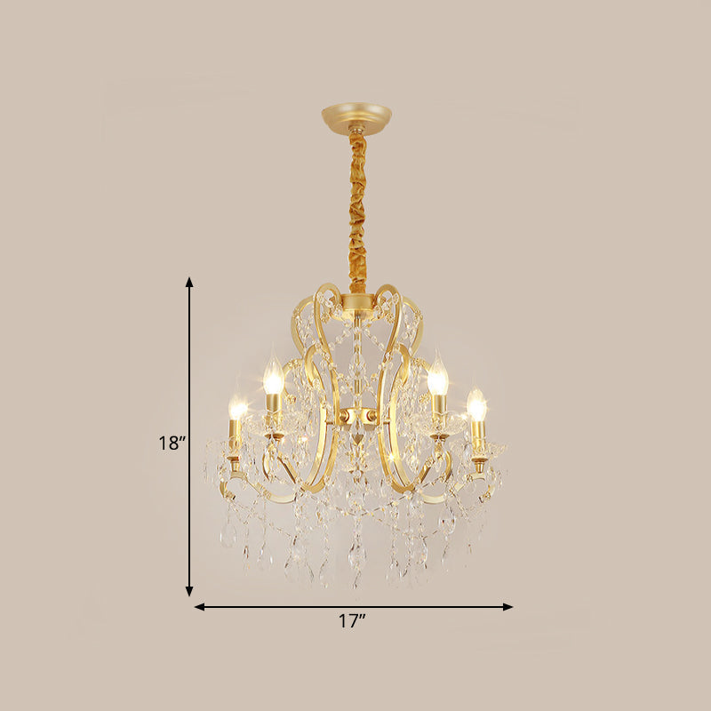 Lustre Océane en cristal doré pour bougie