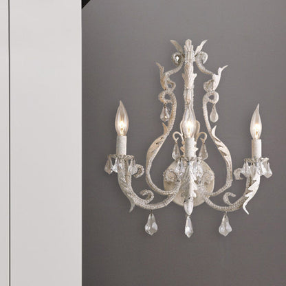 Applique murale Élise traditionnelle à 3 bras en cristal