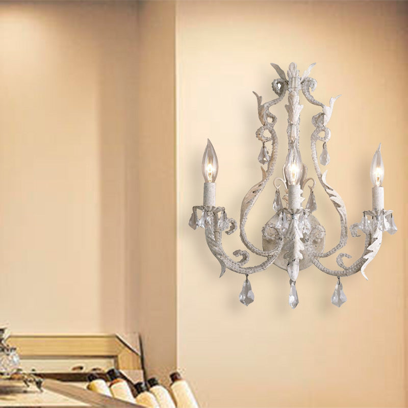 Applique murale Élise traditionnelle à 3 bras en cristal