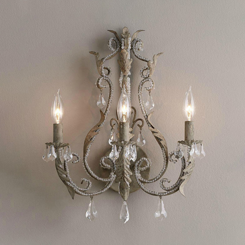 Applique murale Élise traditionnelle à 3 bras en cristal
