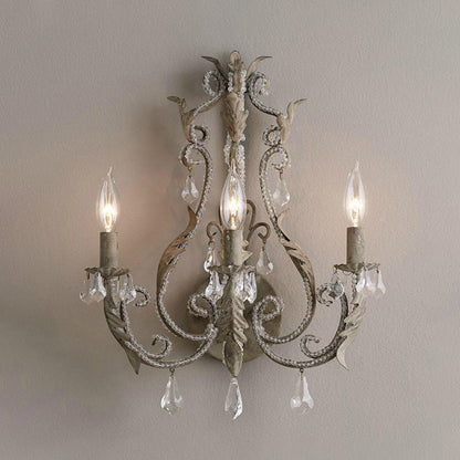 Applique murale Élise traditionnelle à 3 bras en cristal