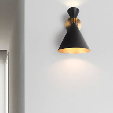 Sophie Modern Flared Wall Sconce – Black/White Metal, 5 to 9 Inch