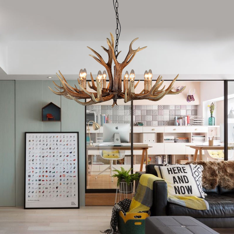 Marguerite Rustic Wood Tone Candle Chandelier Pendant Light
