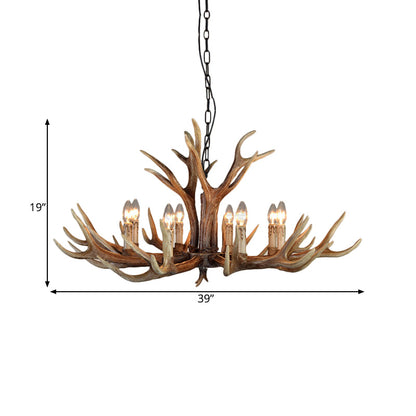 Marguerite Rustic Wood Tone Candle Chandelier Pendant Light