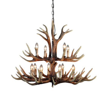 Marguerite Rustic Wood Tone Candle Chandelier Pendant Light