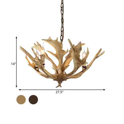 Lustre Chandelier Auriane Coffee Ivoire en Faux Bois de Cerf