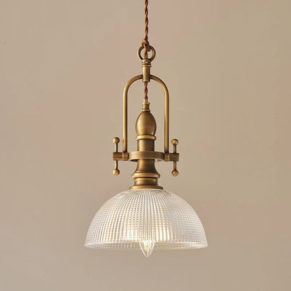 Lustre Aurélie en verre transparent avec finition laiton doré