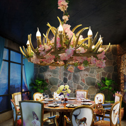 Lustre en résine rose Élodie avec design floral