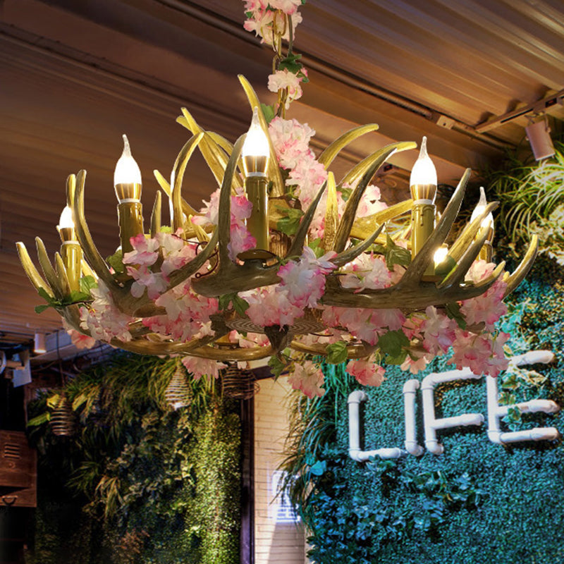 Lustre en résine rose Élodie avec design floral