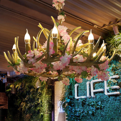Lustre en résine rose Élodie avec design floral