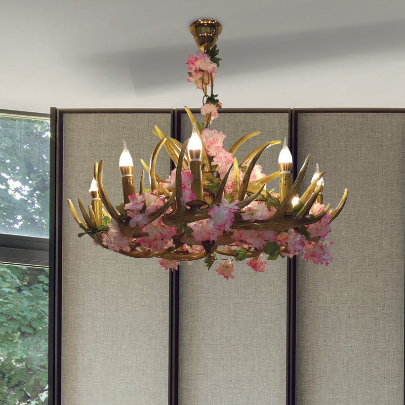 Lustre en résine rose Élodie avec design floral