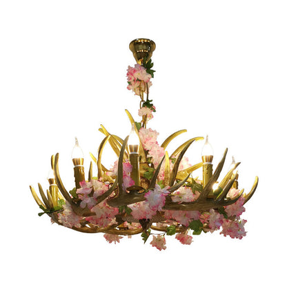 Lustre en résine rose Élodie avec design floral