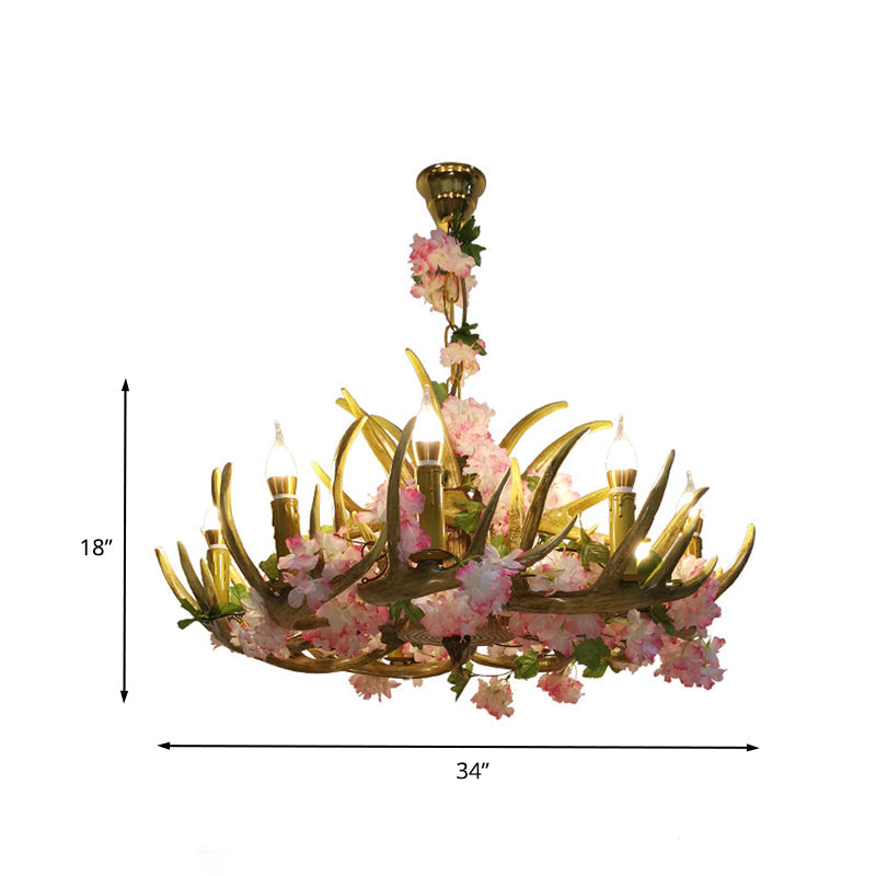 Lustre en résine rose Élodie avec design floral