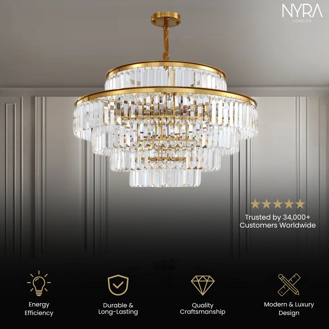 Lustre en cristal doré glamour Mathilde