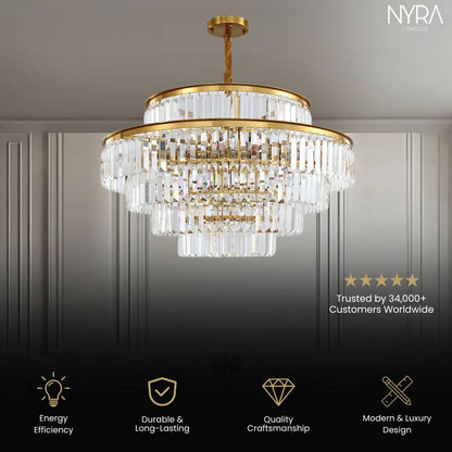 Lustre en cristal doré glamour Mathilde