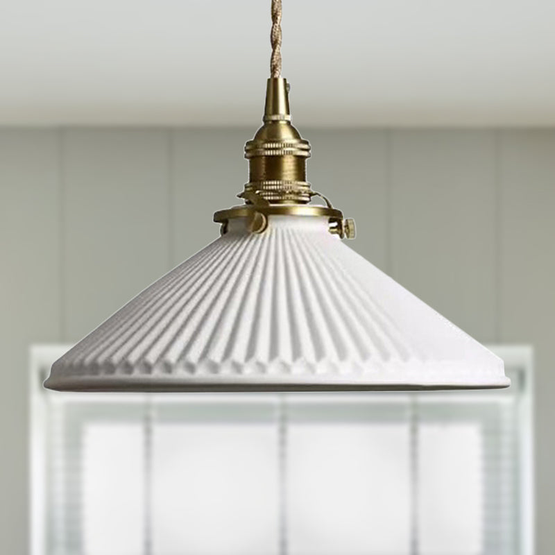 Clémence Ribbed Conical Ceramic Pendant Light