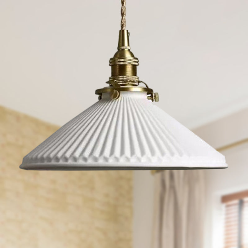 Clémence Ribbed Conical Ceramic Pendant Light