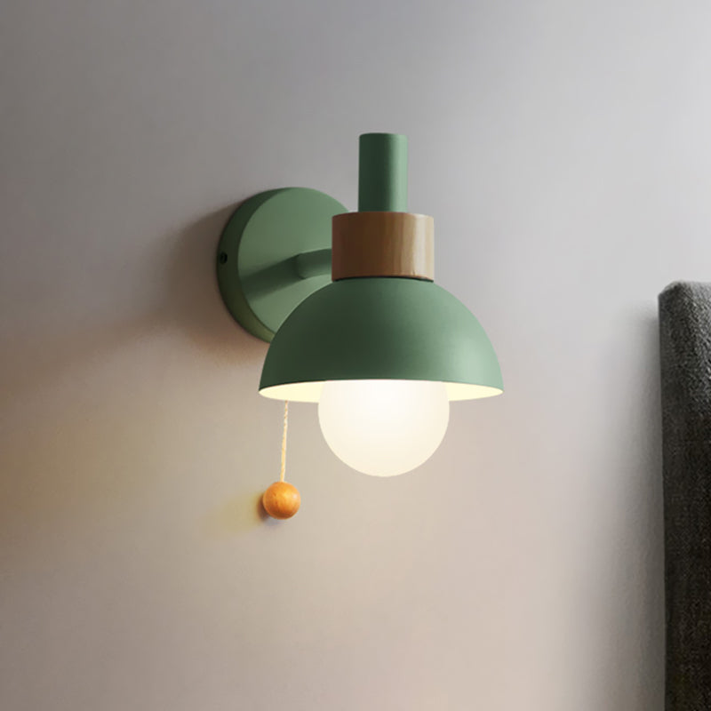 Applique Dôme Amélie Macaron – Abat-jour Métal avec Chaînette, 5 à 9 pouces