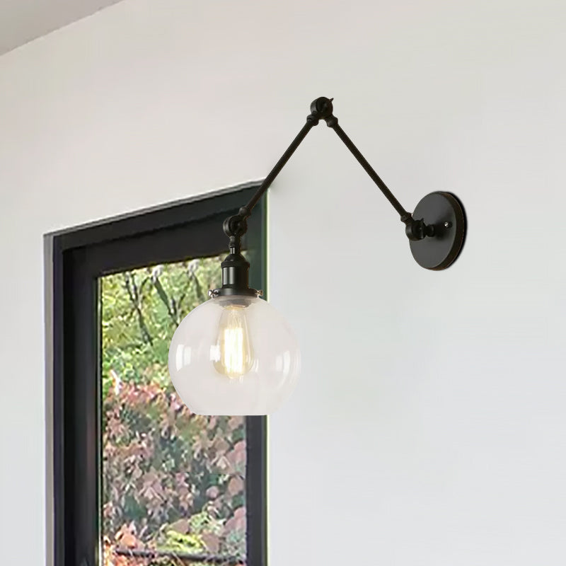 Delphine Industrial Globe Swing Arm Wall Light