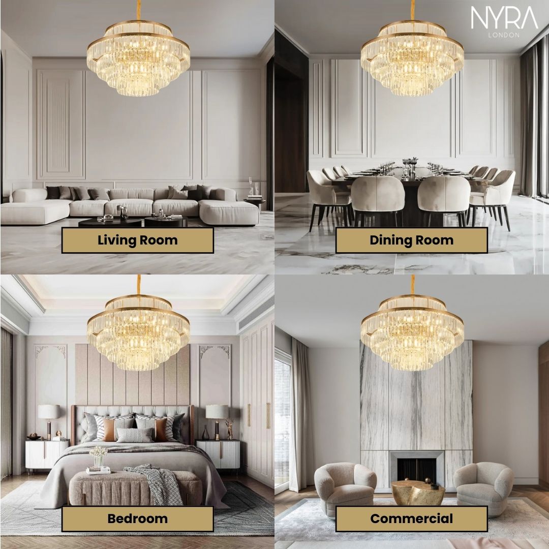 Lustre en cristal doré glamour Mathilde