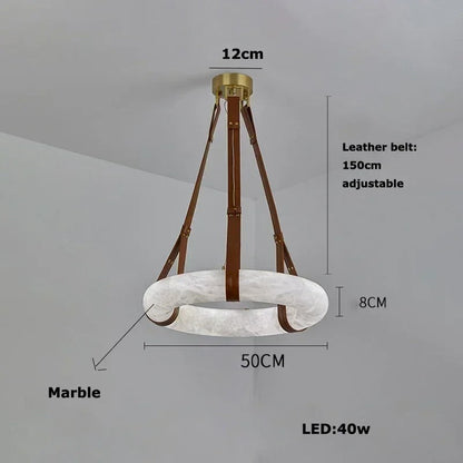 Pendentif de ceinture en albâtre et cuir Brigitte