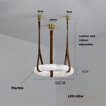 Pendentif de ceinture en albâtre et cuir Brigitte